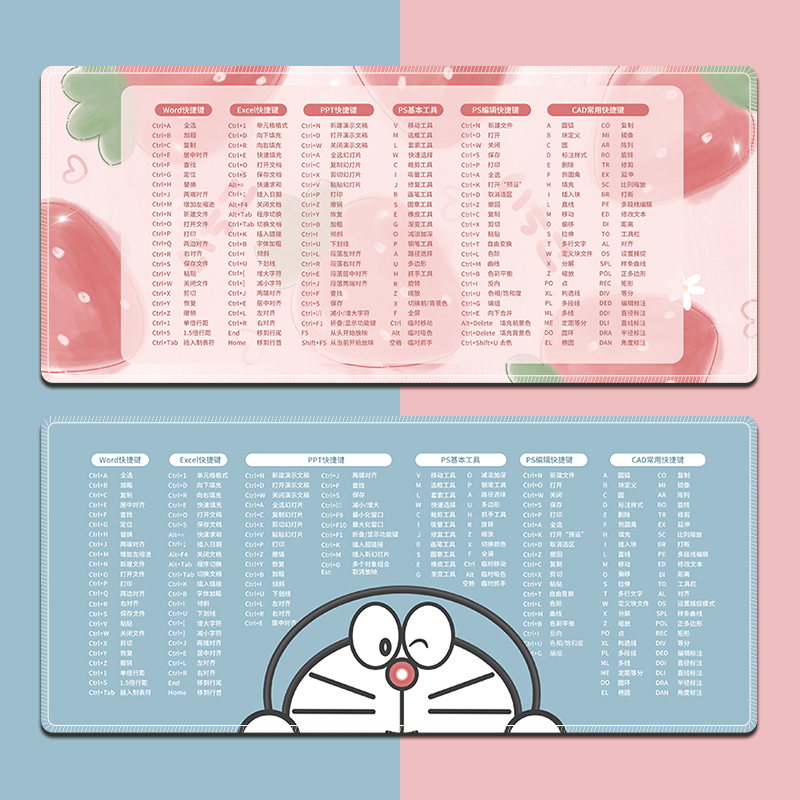 可爱办公快捷键鼠标垫