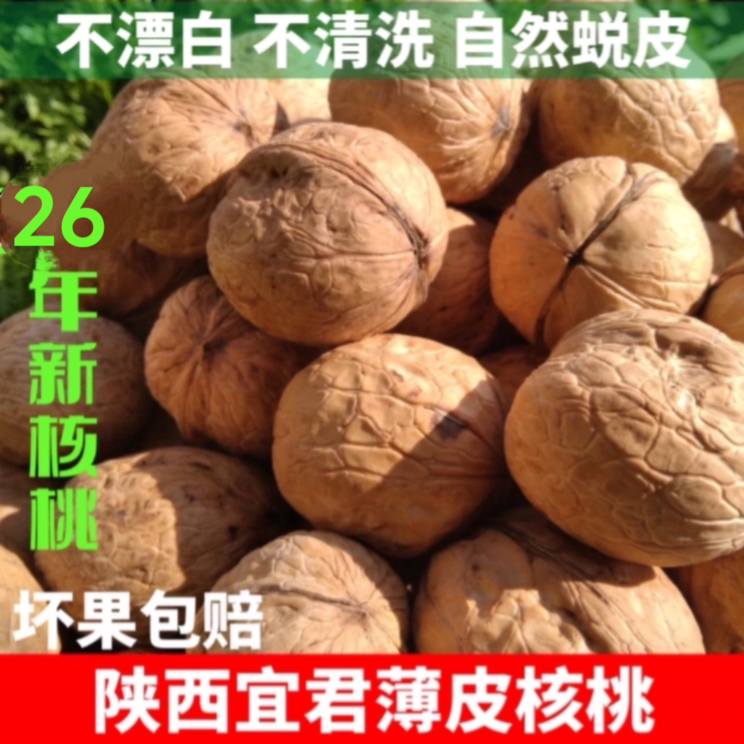 新货陕西干核桃宜君核桃薄皮原味10斤宜君特产新疆核桃野生包邮