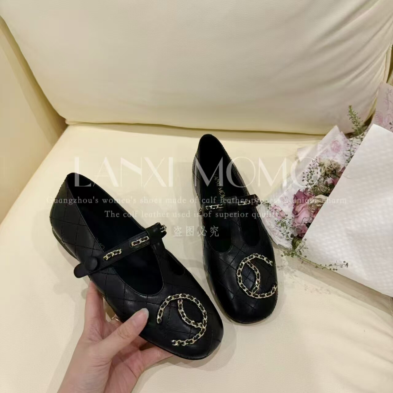 【LANXI  MOMO】时尚百搭复古小香玛丽珍英伦风休闲单鞋26DX110LX