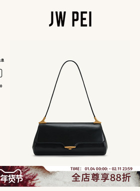 JW PEI大容量单肩包Eloise新款女包法棍包黑色复古通勤包包女7C66