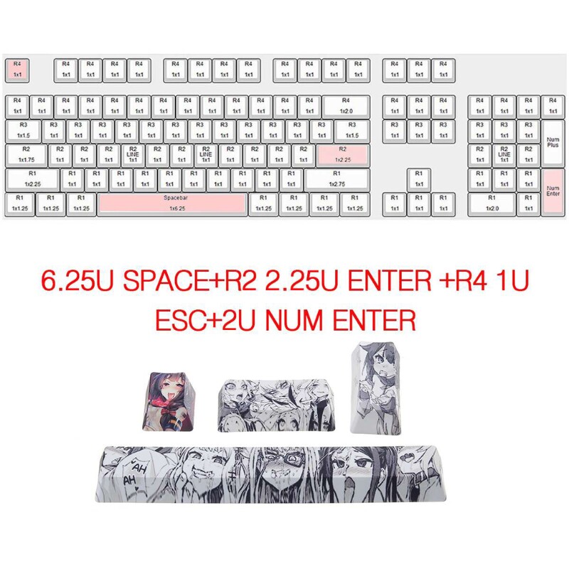 4pcs japanese anime pbt space keycaps ahegao 6.25u esc