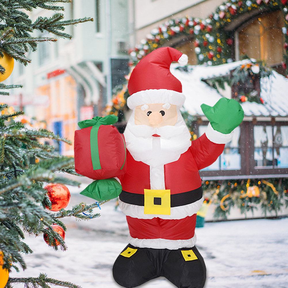 christmas inflatable model santa holding gift bag with