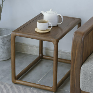 边几轻奢黑胡桃木角几简约现代小茶桌新中式实木极简客厅沙发边桌
