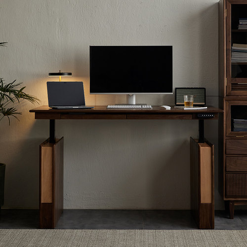 圣贝纳迪北美黑胡桃木电动升降桌