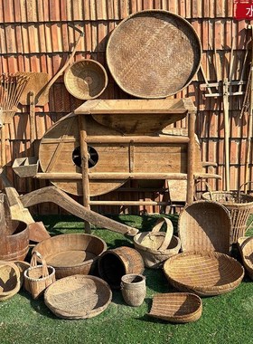 农耕农具文化老物件装饰摆件民俗怀旧老旧木耙R木犁农家院影视道