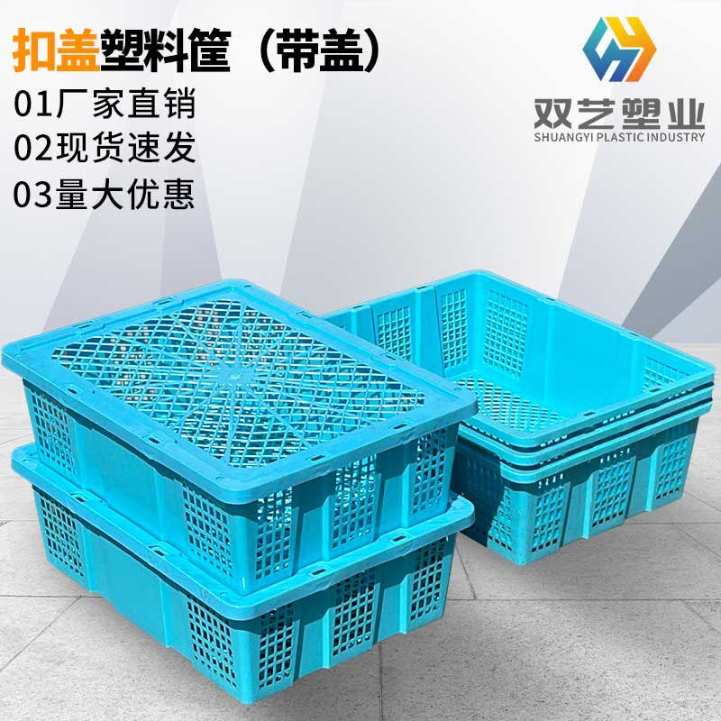 带盖白色塑料筐水果筐龙r眼荔枝杨梅运输筐鸡苗鸭苗蔬菜周转筐加