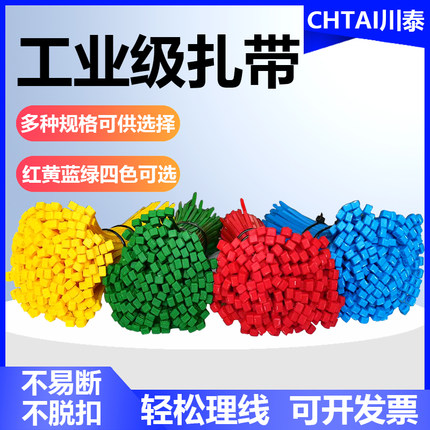 彩红黄蓝绿色自锁式尼龙扎带大中小号花艺盆栽塑R料理线捆绑带束