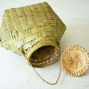 竹编鱼篓捕鱼竹笼有盖子渔获竹编制品黄鳝笼O捉鱼道具手编竹篓农