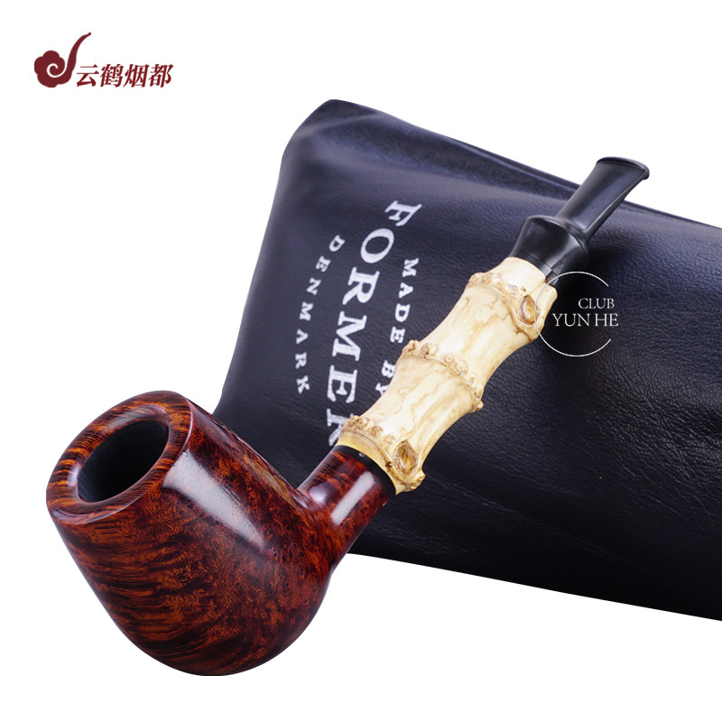 云鹤烟都丹麦进口former佛么石楠木烟斗直式竹节光面大师手工烟斗