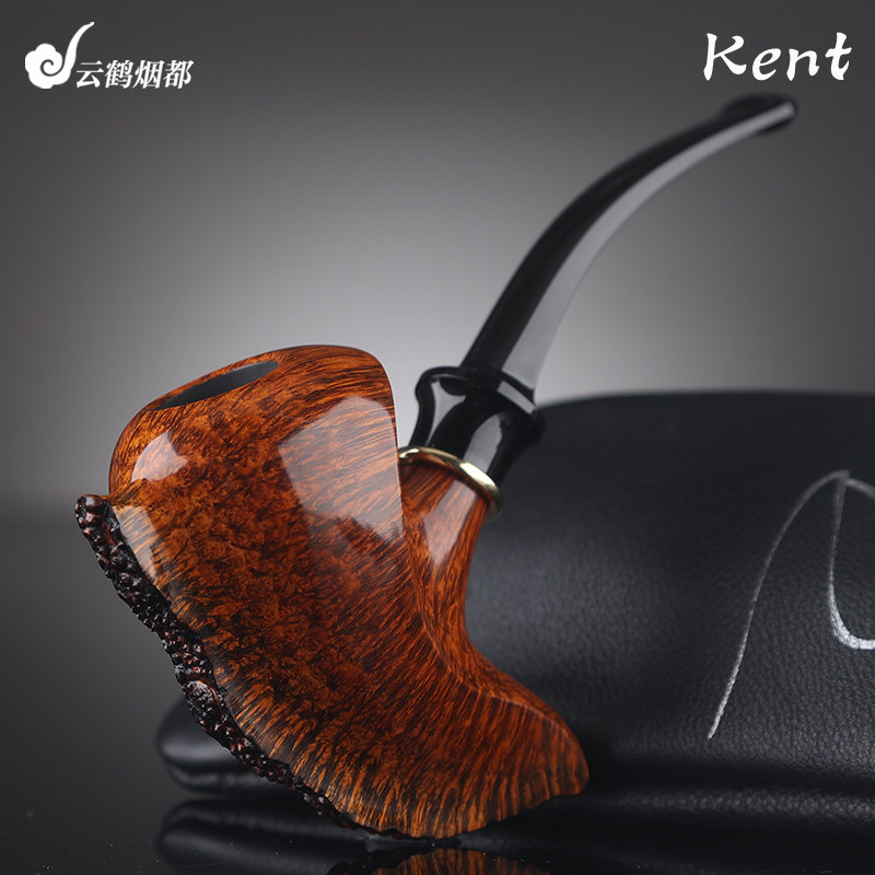 云鹤丹麦进口Kent肯特手工石楠木烟斗光面镐型银圈双蝴蝶