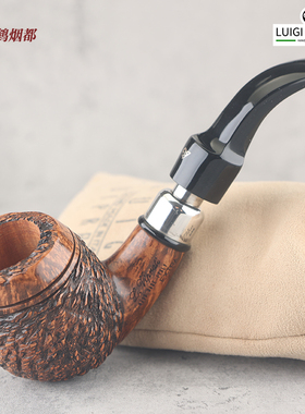 云鹤意大利Viprati维布拉蒂手工石楠木烟斗雕刻双银圈EXTRA1