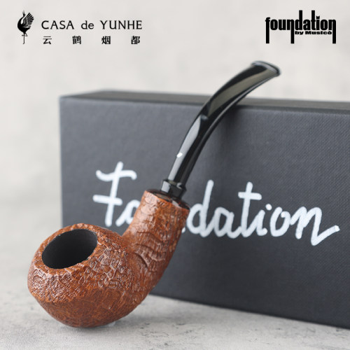 云鹤意大利Foundation手工石楠木烟斗棕喷砂斗牛
