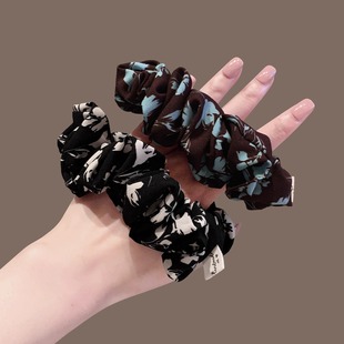 简约复古印花大肠发圈优雅气质时尚缎面扎发发圈百搭头绳发饰发绳