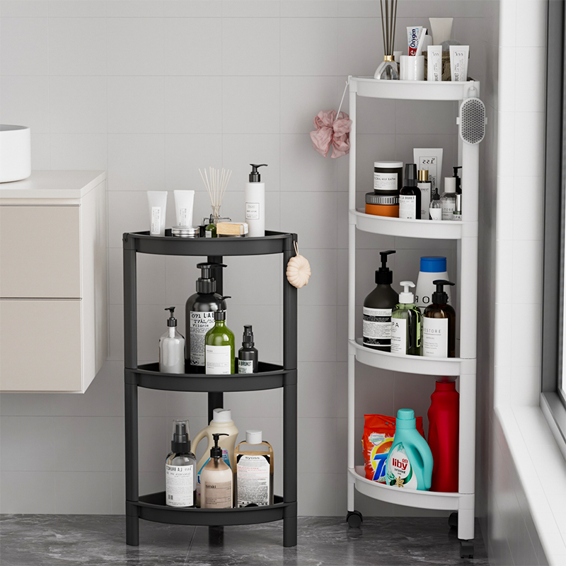 浴室三角多层置物架落地卫生间厨房可移动收纳架夹窄缝储物小推车