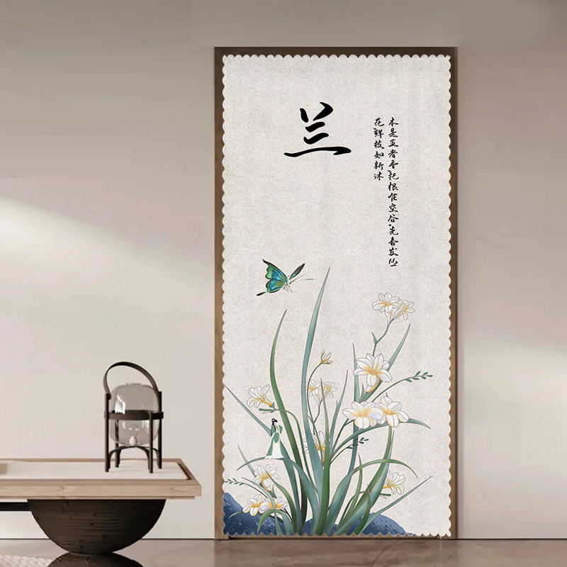 门帘隔断帘梅兰竹菊挂画客厅卧室办公室家用高级感遮挡帘四季通用图片