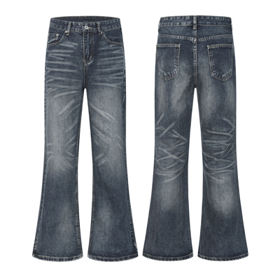 IBGOD复古水洗微喇牛仔裤男修身显瘦高街长裤修饰腿型显高百搭