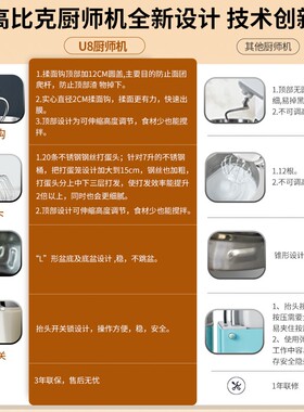 UKOEO高比克厨师机U8科技款静音商用打面机家用全自动料理烹饪机