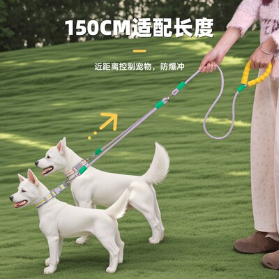 一拖二p绳牵引绳双头遛狗绳双狗狗牵引绳泰迪金毛多功能外出
