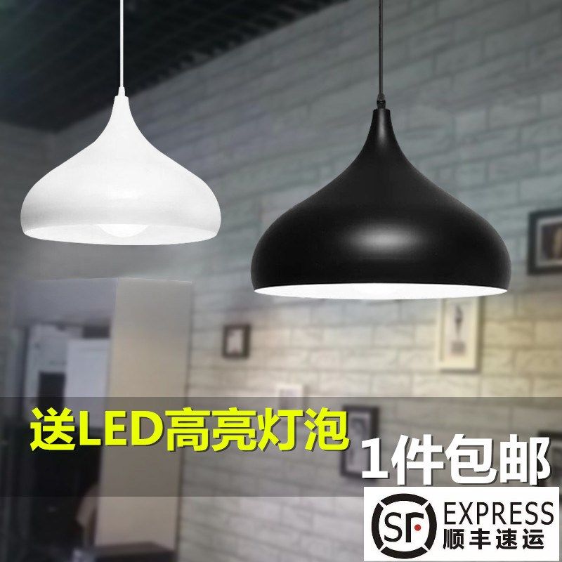 现代简约创意单头小吊灯个性餐厅理发店吧台饭厅圆形彩色灯罩灯