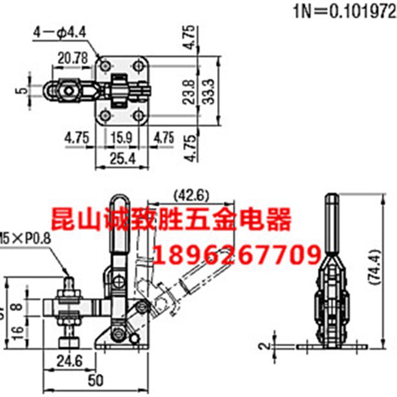 不锈钢垂直式快速夹具 替代米型 MC04-S1肘夹 快速夹钳 工装夹钳