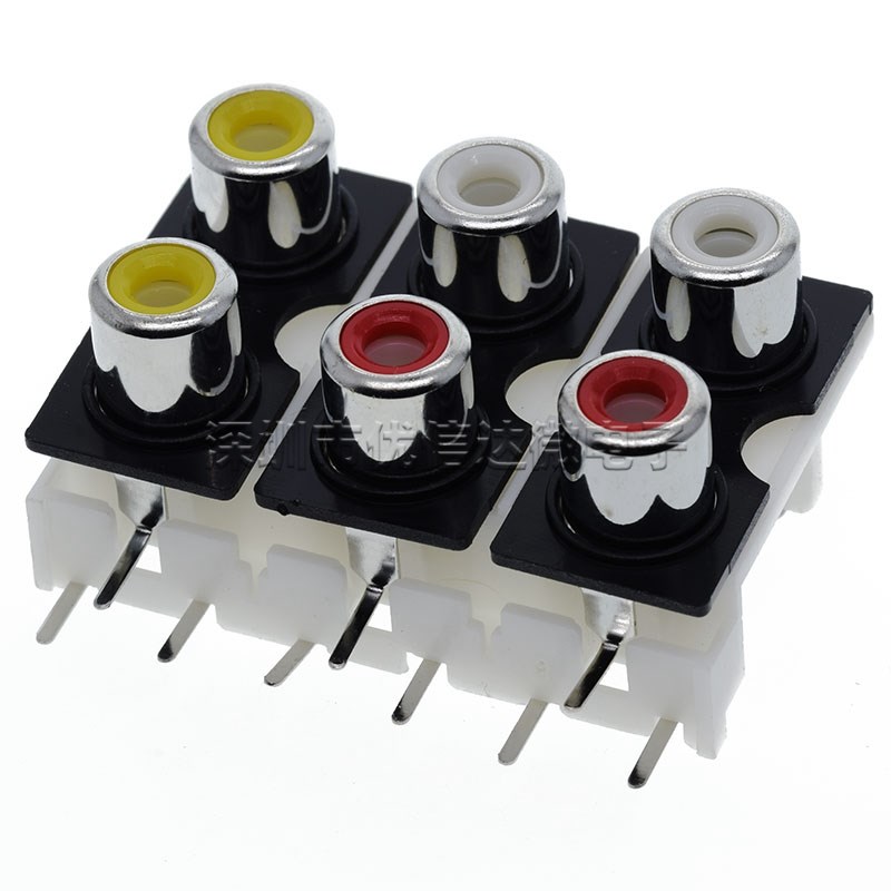 RCA607 6位莲花插座 AV6-8.4-7E 同芯插座 音频座AV母座信号音响