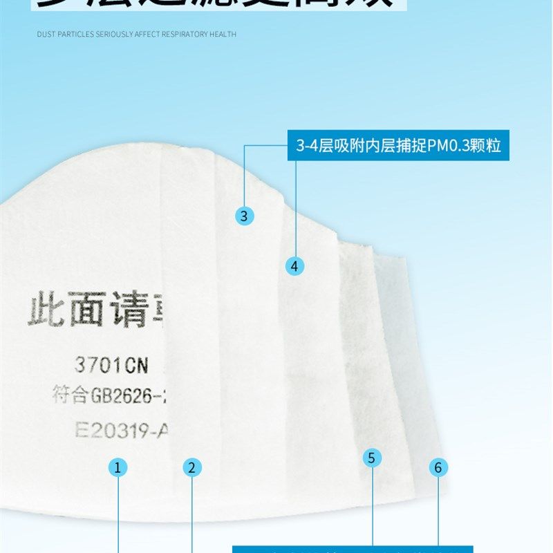 包邮3701cn颗粒物滤棉 3200防尘面具加厚过滤棉垫粉尘面具过滤纸