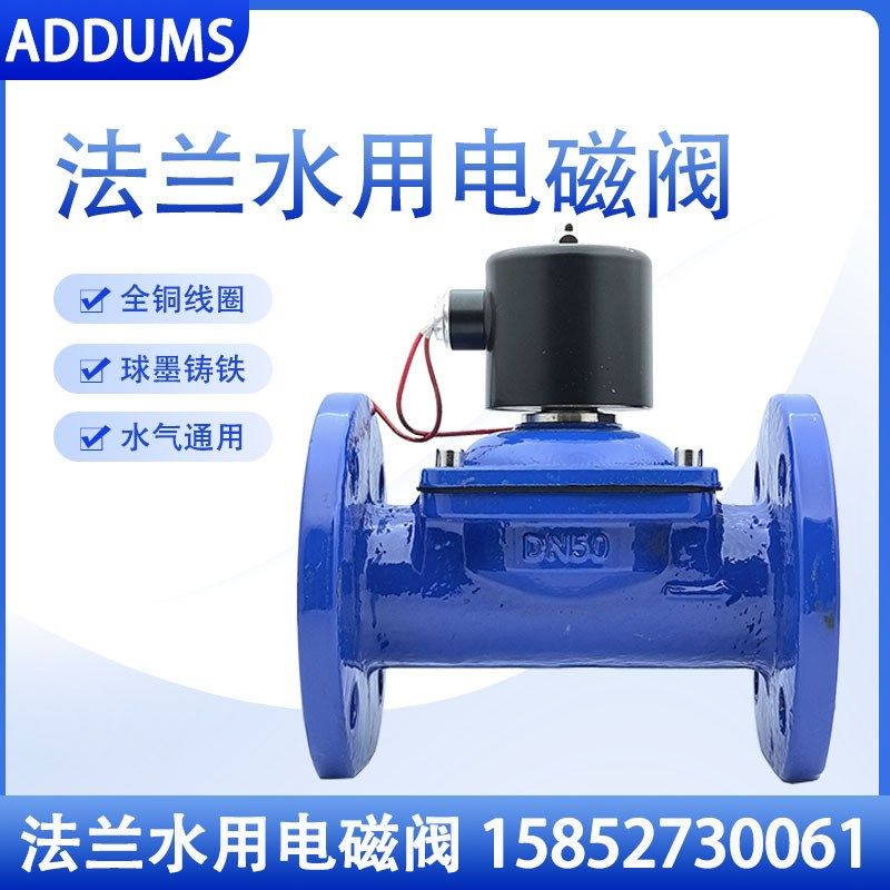 0压启动直动式电磁开关阀24V220V 2W球墨铸铁法兰水用电磁阀DN100