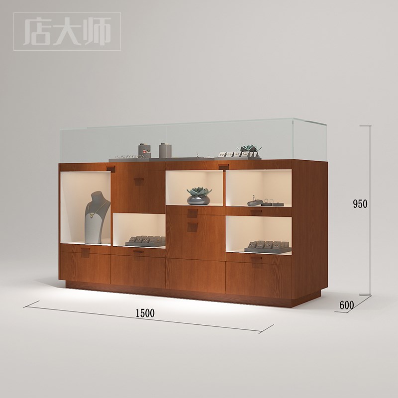 轻奢珠宝饰品柜玻璃中岛展示柜复古博物馆文玩陈列柜器皿精品柜