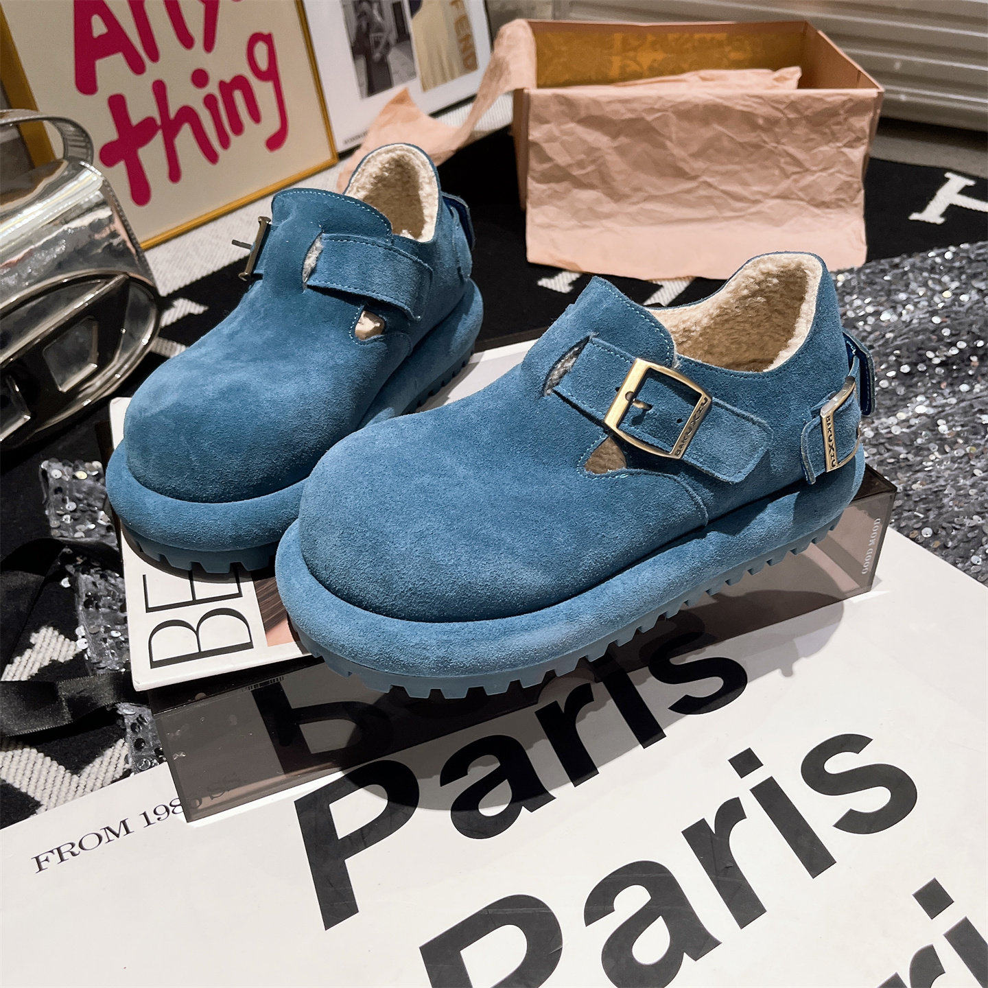 真皮版~金属扣大头卡皮巴拉小土豆勃肯鞋一脚蹬毛毛鞋豆豆鞋女鞋,女鞋,勃肯鞋/软木鞋,淘宝优惠券,粉丝福利购,淘宝优惠卷