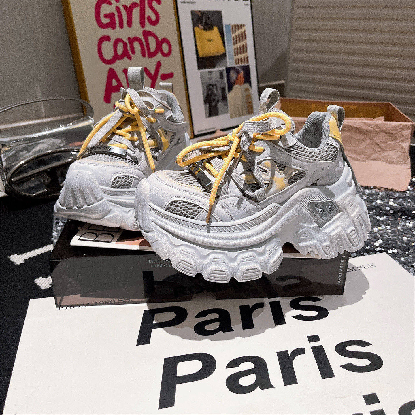 真皮版~欧货ins超火厚底松糕超高跟悬空底老爹鞋运动鞋擦色女鞋潮,女鞋,老爹鞋,淘宝优惠券,粉丝福利购,淘宝优惠卷