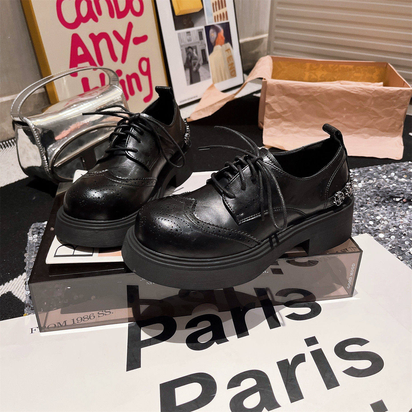 牛皮版~欧洲站金属铆钉系带布洛克德比鞋英伦风JK小皮鞋单鞋女鞋,女鞋,牛津鞋/布洛克鞋/德比鞋,淘宝优惠券,粉丝福利购,淘宝优惠卷