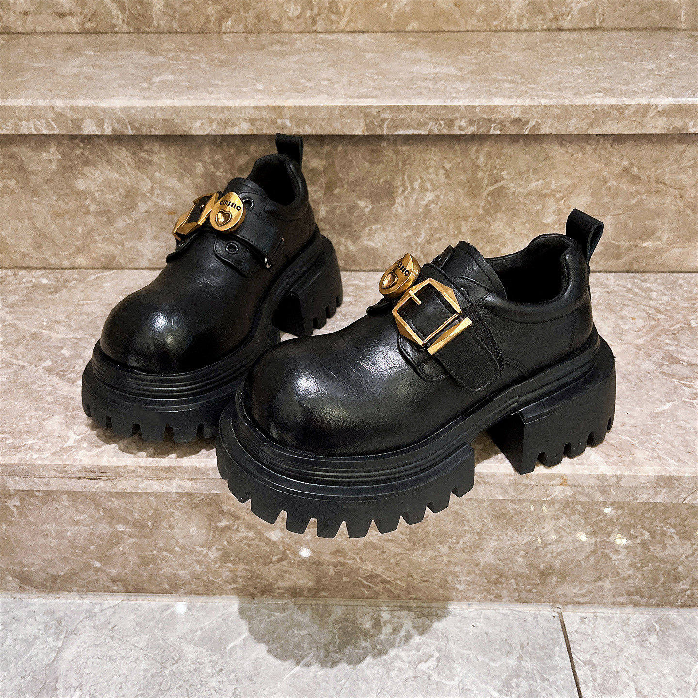 真皮版~欧货大头金属扣英伦风擦色JK小皮鞋乐福鞋6cm布洛克女鞋潮,女鞋,乐福鞋（豆豆鞋）,淘宝优惠券,粉丝福利购,淘宝优惠卷