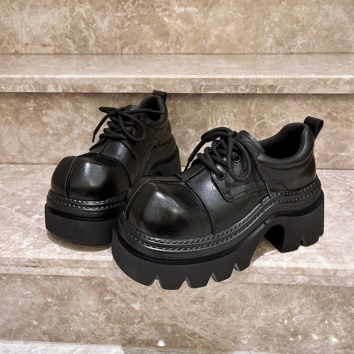 真皮版~韩版系带大头JK小皮鞋乐福鞋小个子布洛克英伦风增高女鞋,女鞋,牛津鞋/布洛克鞋/德比鞋,淘宝优惠券,粉丝福利购,淘宝优惠卷