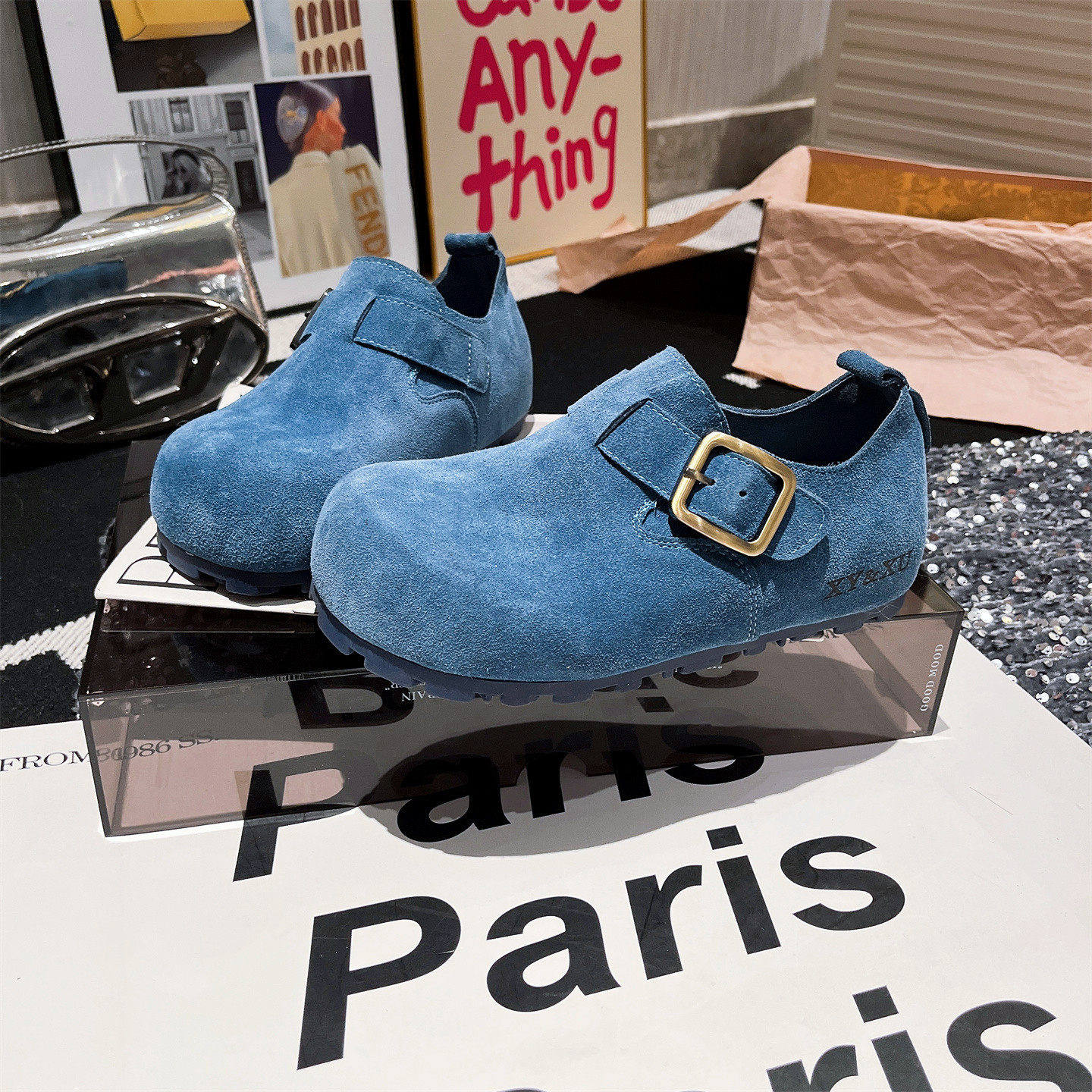 真皮版~欧货反毛皮金属扣卡皮巴拉勃肯鞋一脚蹬乐福鞋豆豆鞋女鞋,女鞋,勃肯鞋/软木鞋,淘宝优惠券,粉丝福利购,淘宝优惠卷