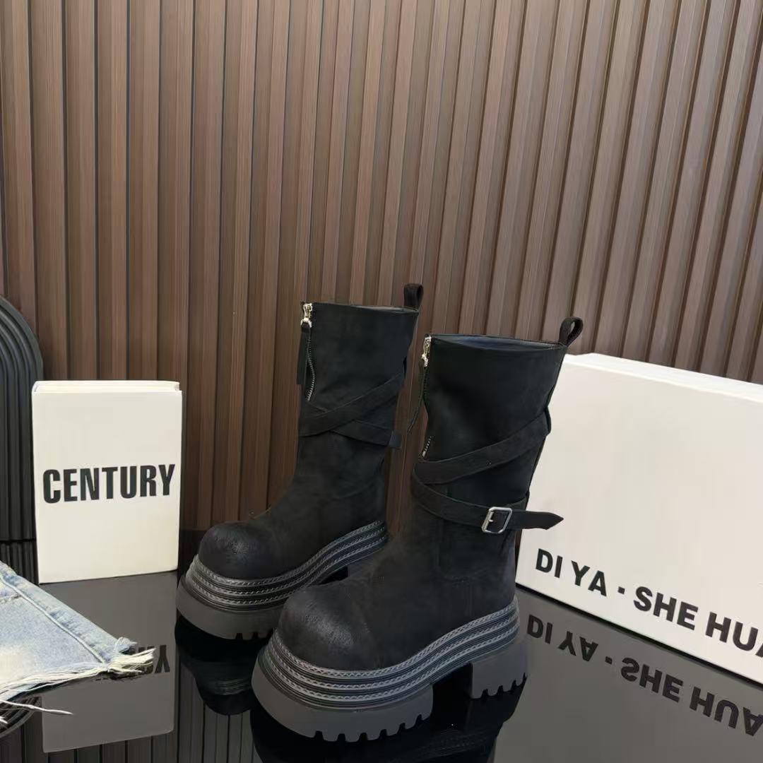 复古长筒靴子百搭休闲高筒骑士靴