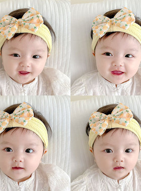 婴儿护囟门发带韩版洋气蝴蝶结女宝宝发饰新生儿超弹棉质头饰头箍