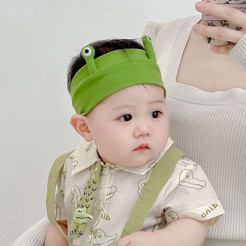 春夏季婴儿护囟门发带男女宝宝卡通眼睛头饰超萌可爱婴幼儿空顶帽