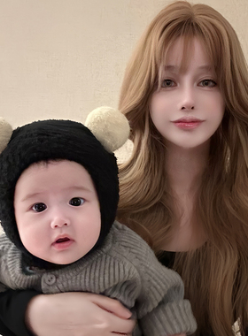 秋冬季婴儿帽子男女宝宝珊瑚绒保暖帽时尚球球婴幼儿童护耳套头帽