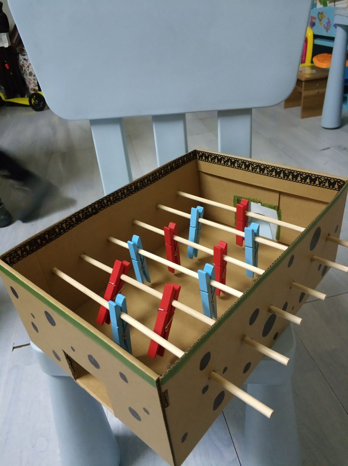 幼儿废旧物品手工制作 足球机手工教具 幼儿diy玩具