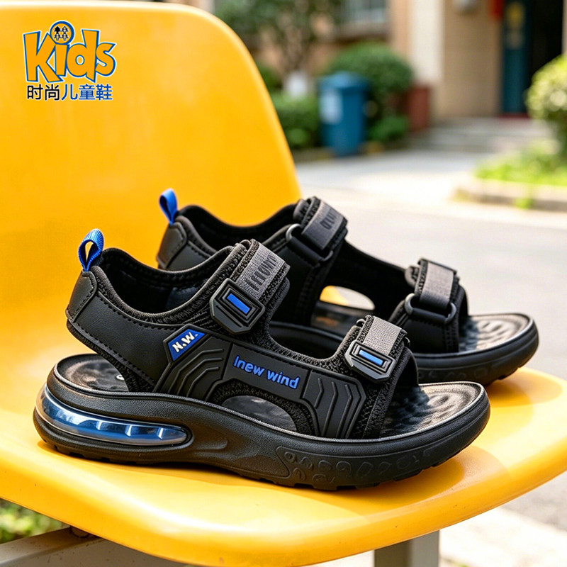 儿童凉鞋男童夏季2026新款夏款中大童青少年学生男孩运动沙滩鞋子 - 实物图