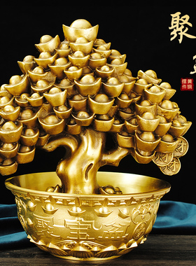 纯铜聚宝盆摆件实心加厚