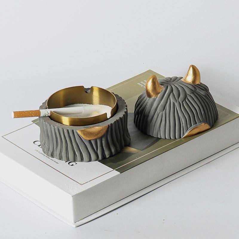 轻奢烟灰缸带盖简约时尚个性创意防飞灰办公咖啡厅桌面装饰烟具