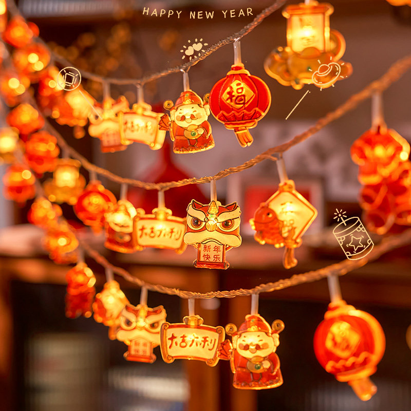 2026家用春节过年新品挂件小红灯笼led彩灯福字灯串房间装饰布置