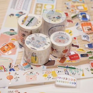 有点文创手帐胶带【挂万物/框框女孩/节日限定/行李箱】盐系分装