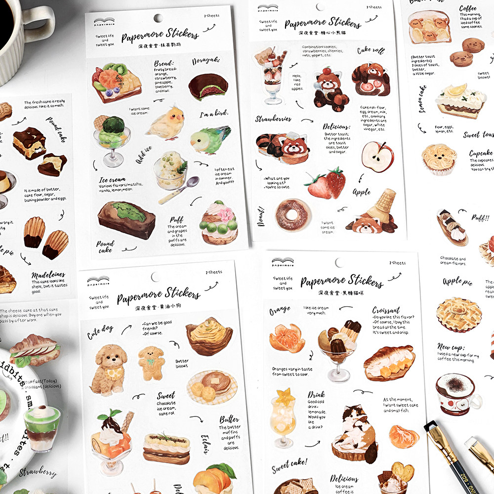 深夜食堂PET透明防水手帐贴纸流麻装饰食物甜点美食零食英文贴画,文具电教/文化用品/商务用品,贴纸/立体贴纸,淘宝优惠券,粉丝福利购,淘宝优惠卷