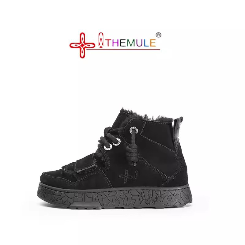 THEMULE厚底小众丑鞋女魔术贴大头鞋黑色休闲雪地靴高帮肥脚短靴,女鞋,时尚雪地靴,淘宝优惠券,粉丝福利购,淘宝优惠卷