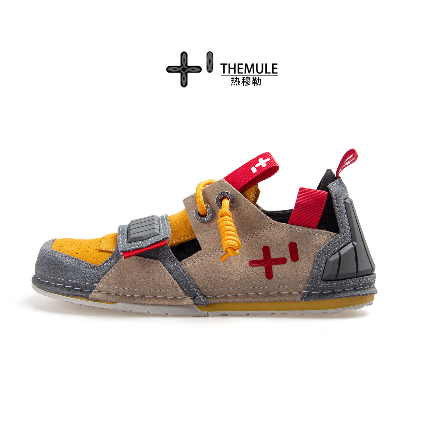 THEMULE韩版丑萌鞋显脚小女拼色男士宽版大头鞋机能风休闲板鞋