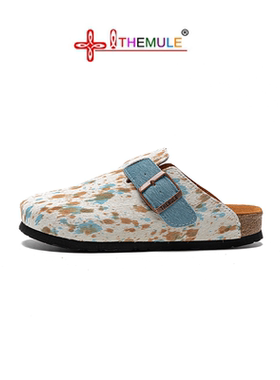 THEMULE穆勒马毛包头半拖勃肯鞋女夏外穿丑萌鞋一脚蹬小众足弓鞋