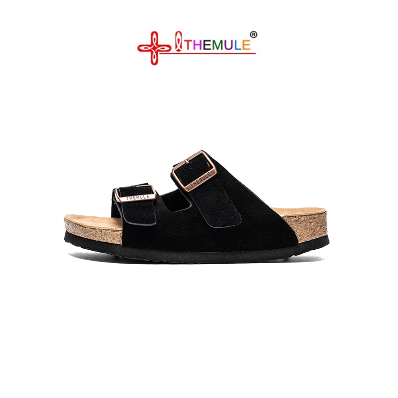 THEMULE休闲百搭软木勃肯鞋凉鞋女夏真皮平底露趾拖鞋博肯沙滩