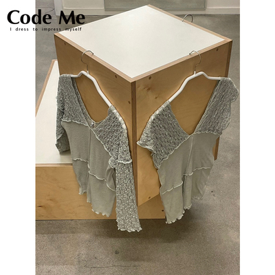 Baserange绿色蕾丝拼接短袖